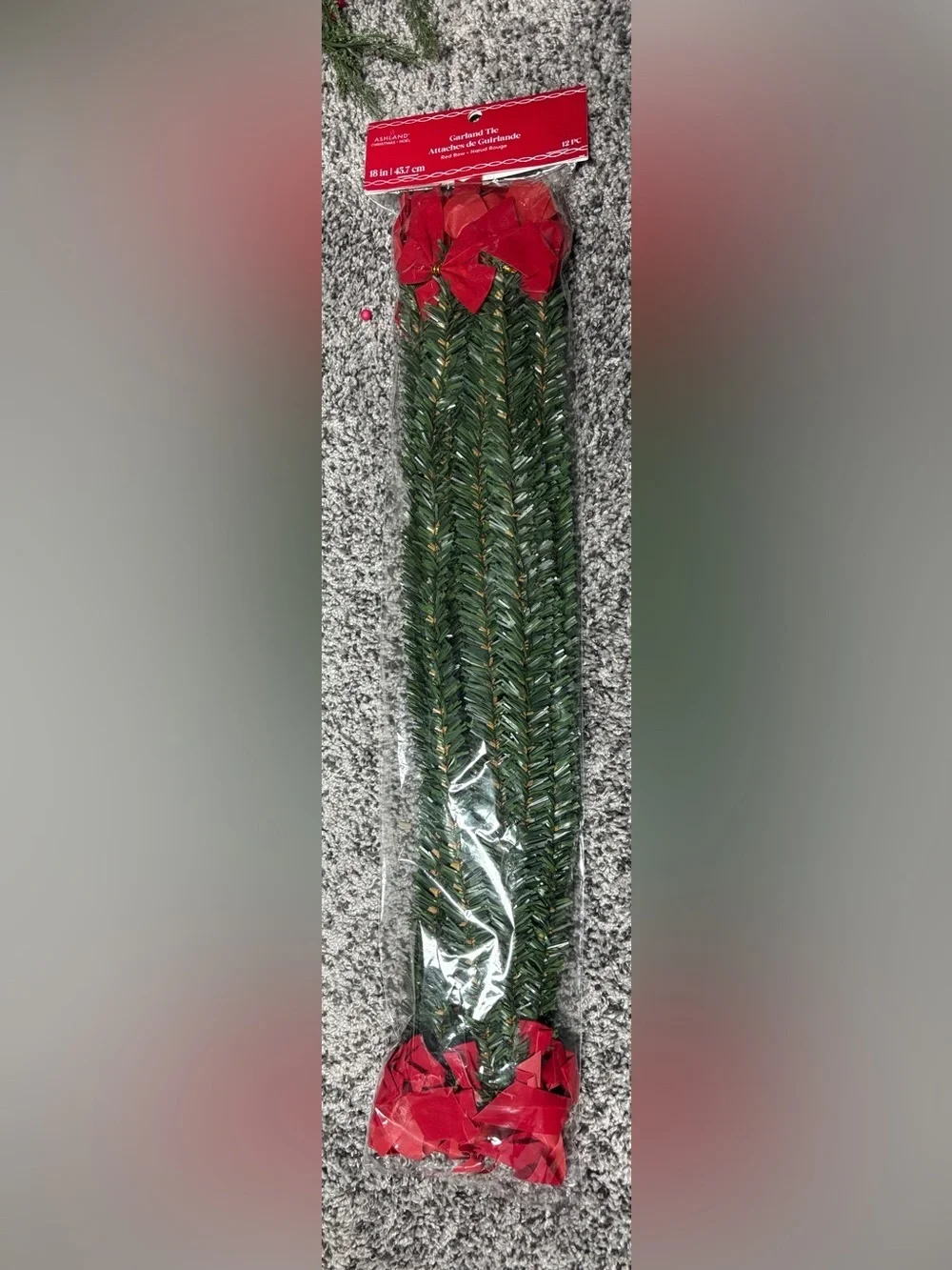 Ashland Red Holiday Garland Tie Bows
